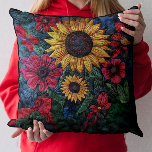 Rustic Sunflower Quilted Pillow Case NCU0DK3853