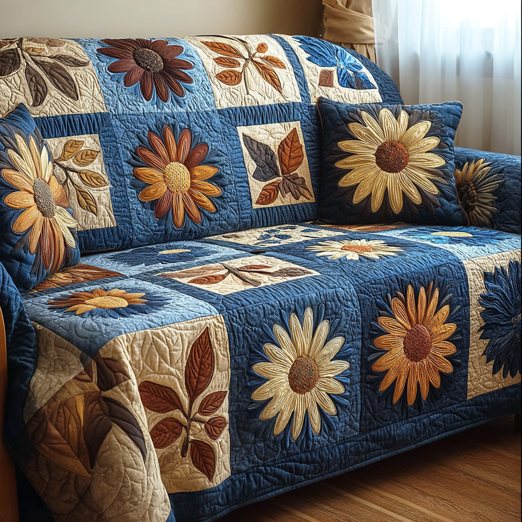 Rustic Sunflower Quilted Sofa Cover NCU0TD1963