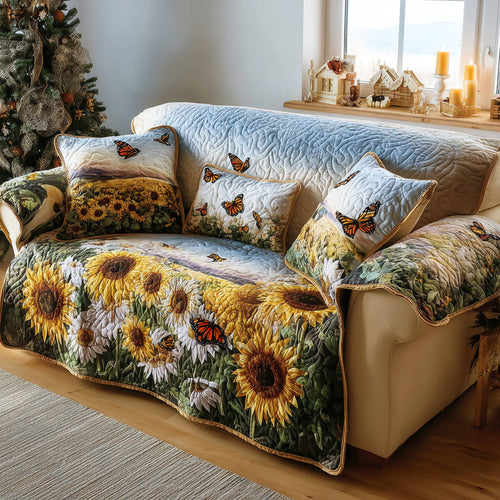 Rustic Sunshine Quilted Sofa Cover NCU0DV8570