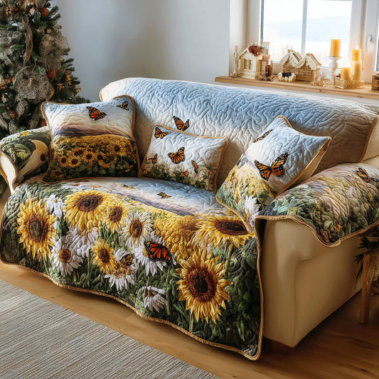 Rustic Sunshine Quilted Sofa Cover NCU0DV8570