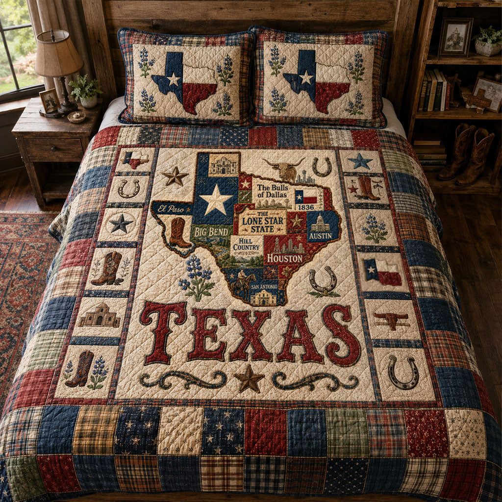 Rustic Texas Ranch 3-Piece Quilted Bedding Set NCU0PT11711