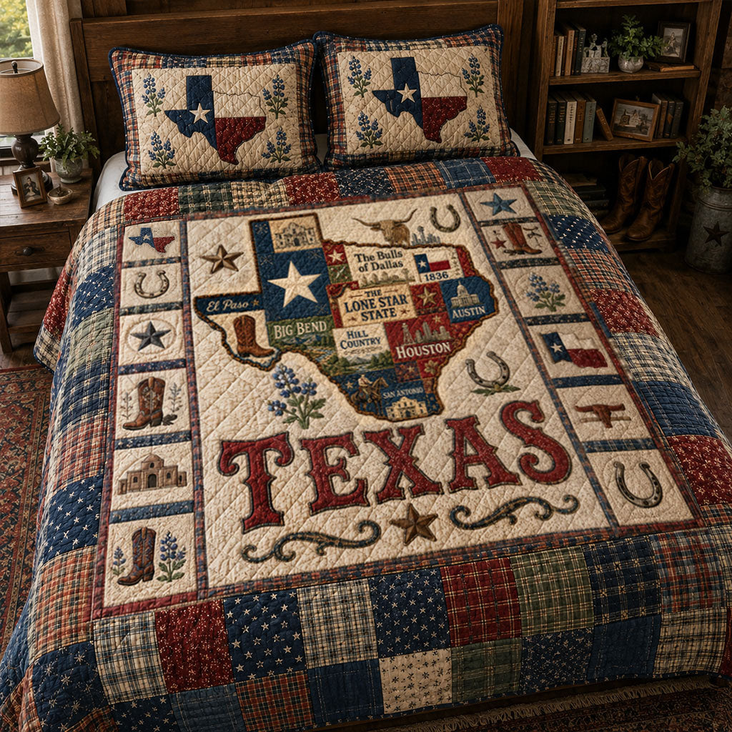 Rustic Texas Ranch 3-Piece Quilted Bedding Set NCU0PT11711