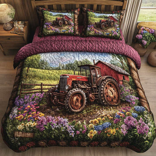 Rustic Tractor 3-Piece Quilted Bedding Set NCU0NT6144