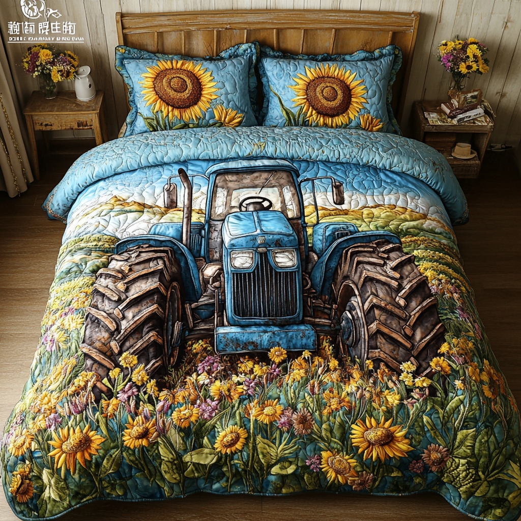 Rustic Tractor 3-Piece Quilted Bedding Set NCU0VH4823