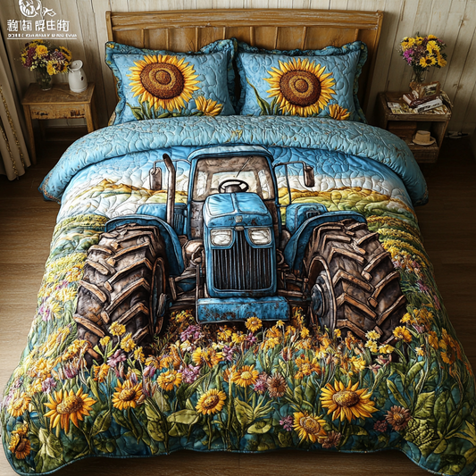 Rustic Tractor 3-Piece Quilted Bedding Set NCU0VH4823