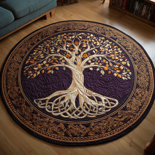 Rustic Tree of Life Quilted Round Mat NCU0HH634