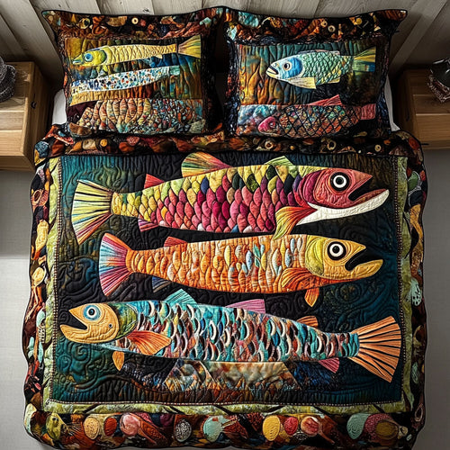 Rustic Trout 3-Piece Quilted Bedding Set NCU0PT3263