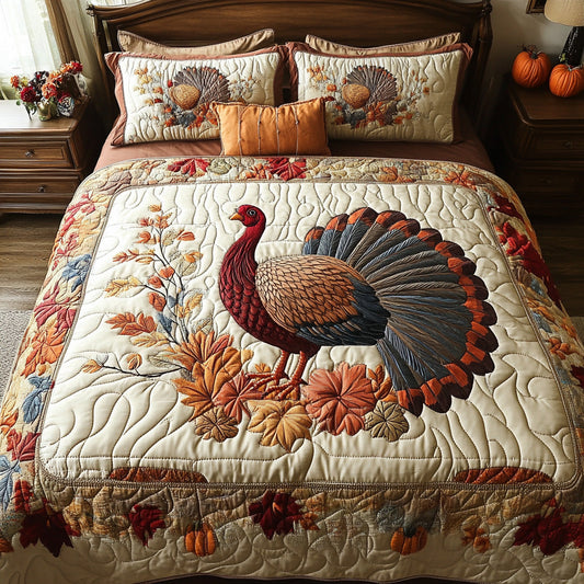 Rustic Turkey 3-Piece Quilted Bedding Set NCU0DV7224