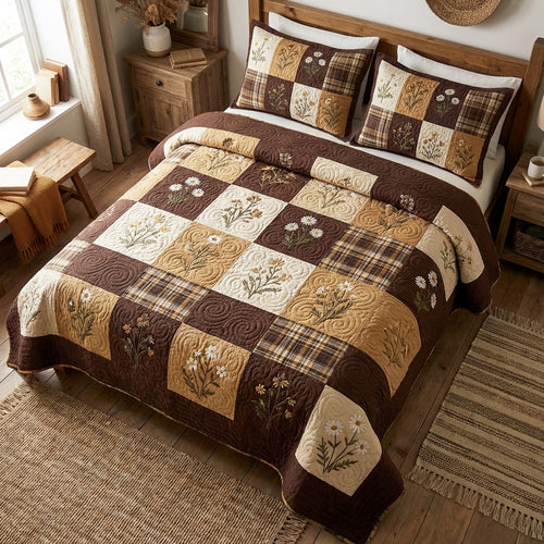 Rustic Wheat 3-Piece Quilted Bedding Set NCU0TV1821