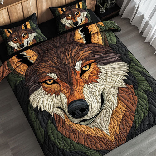 Rustic Wild Wolf 3-Piece Quilted Bedding Set NCU0NT4916