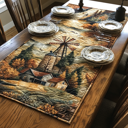 Rustic Windmill Beauty Quilted Table Runner NCU0DV4470