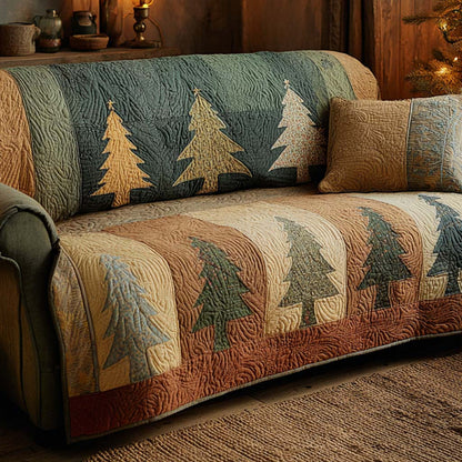 Rustic Winter Pines Quilted Sofa Cover NCU0XD1919