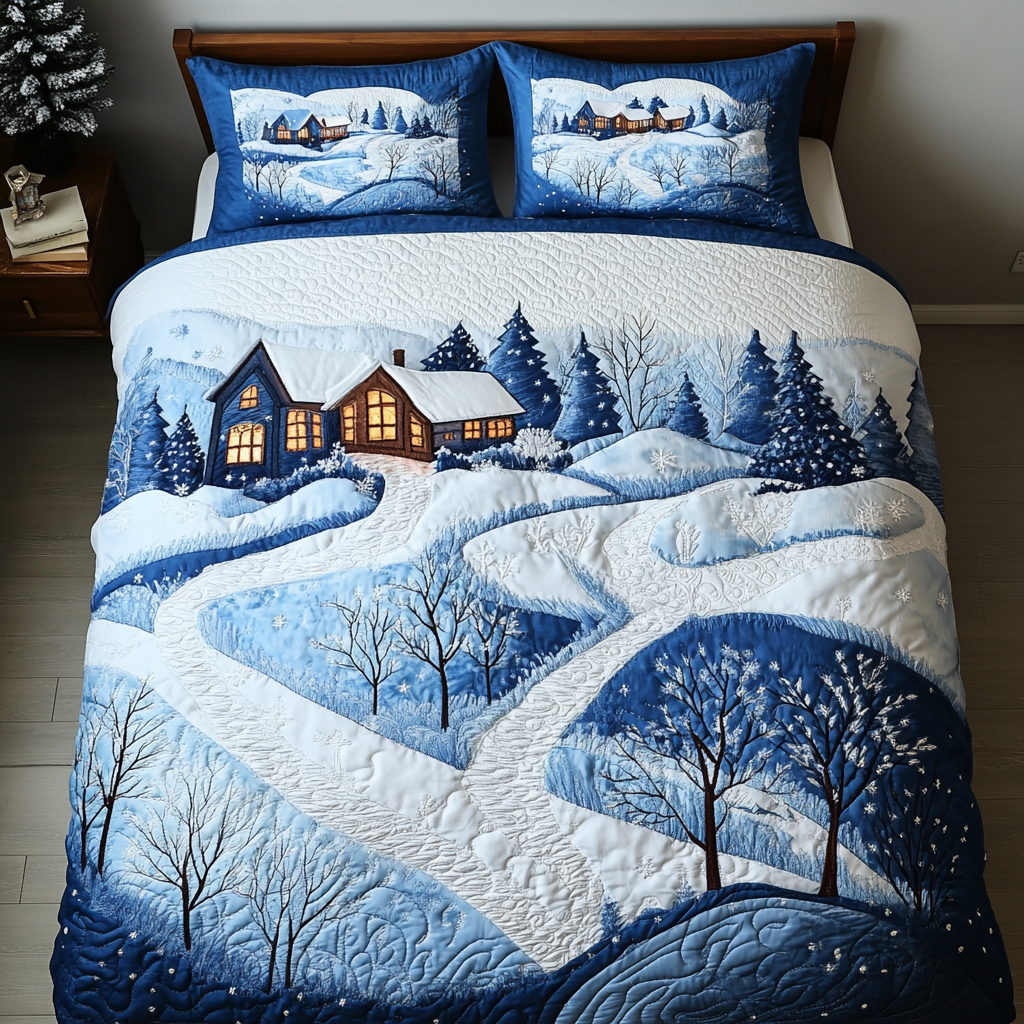 Rustic Winter Wonderland 3-Piece Quilted Bedding Set NCU0DK2648