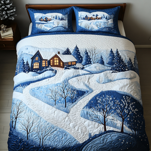 Rustic Winter Wonderland 3-Piece Quilted Bedding Set NCU0DK2648