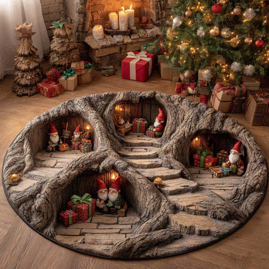 Rustic Wood Gnome Hollow Round Carpet NCU0XD2033