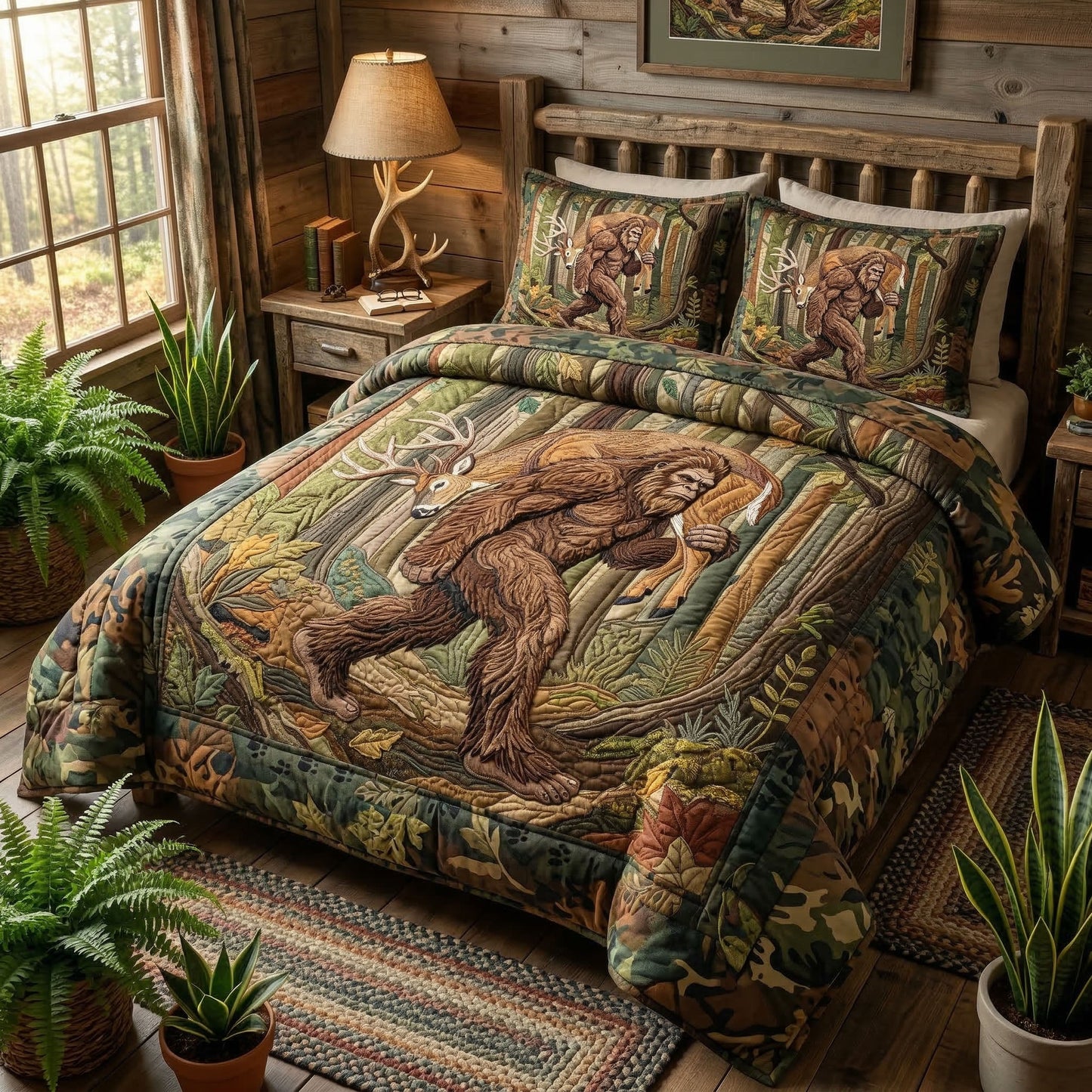 Rustic Woodland 3-Piece Quilted Bedding Set NCU0NT12593