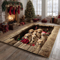 Rustic Yuletide Goldens Area Rug NCU0XD926