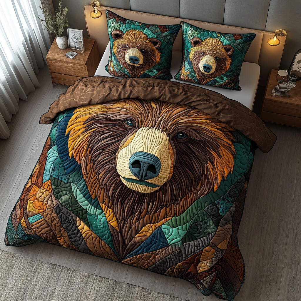 Sacred Bear 3-Piece Quilted Bedding Set NCU0DK8983