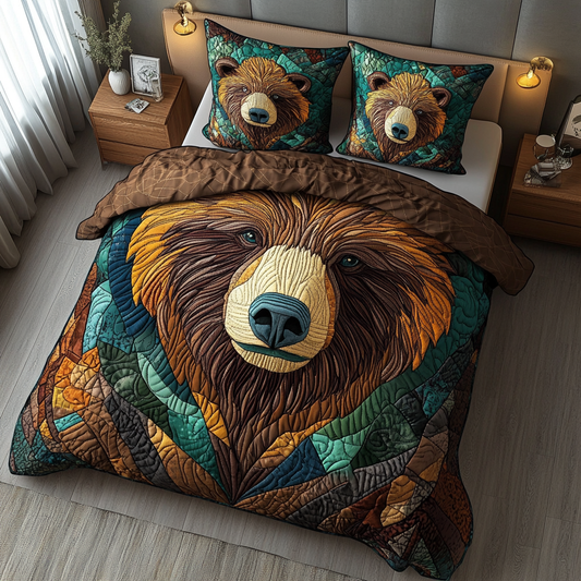Sacred Bear 3-Piece Quilted Bedding Set NCU0DK8983