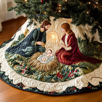 Sacred Birth Christmas Quilted Tree Skirt NCU0VH109