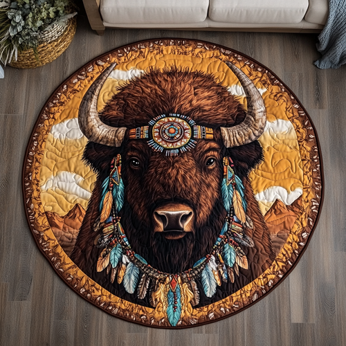 Sacred Bison Quilted Round Mat NCU0VH3730