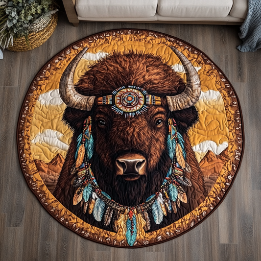 Sacred Bison Quilted Round Mat NCU0VH3730