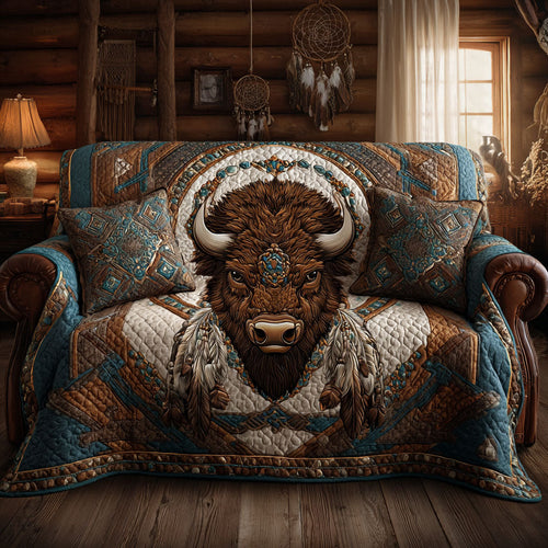 Sacred Bison Quilted Sofa Cover NCU0TV867