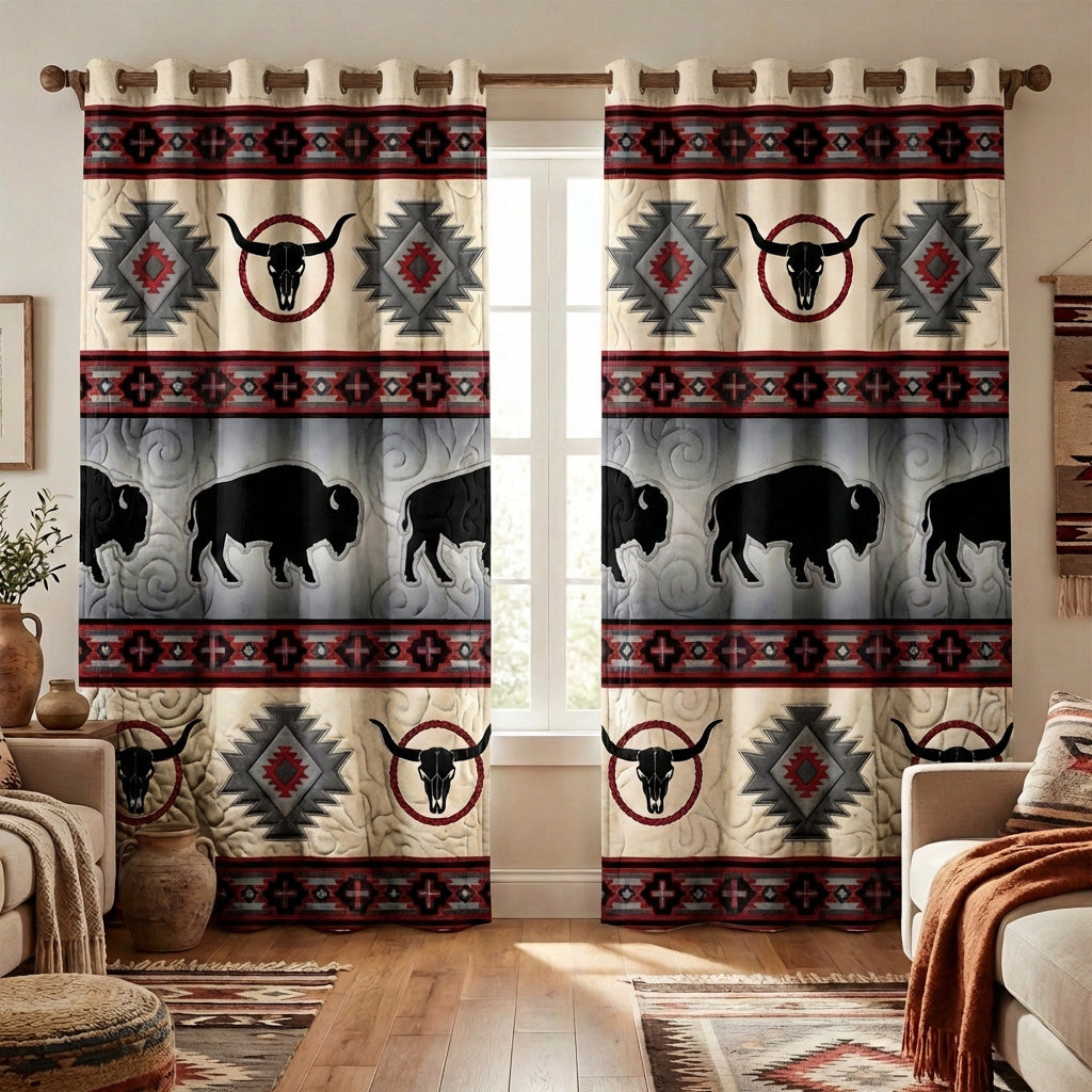Sacred Buffalo Quilted Curtains NCU0TV1620