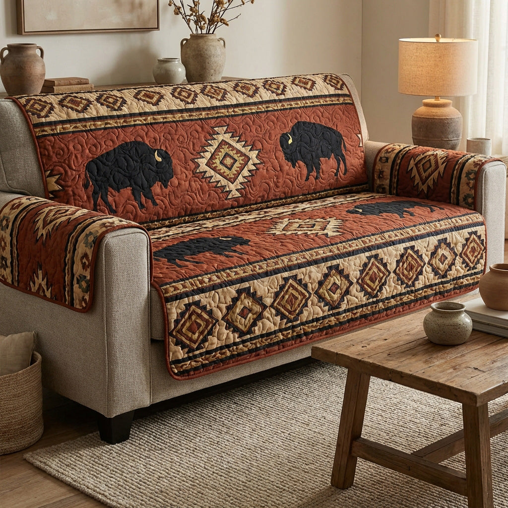 Sacred Buffalo Quilted Sofa Cover NCU0TV1606