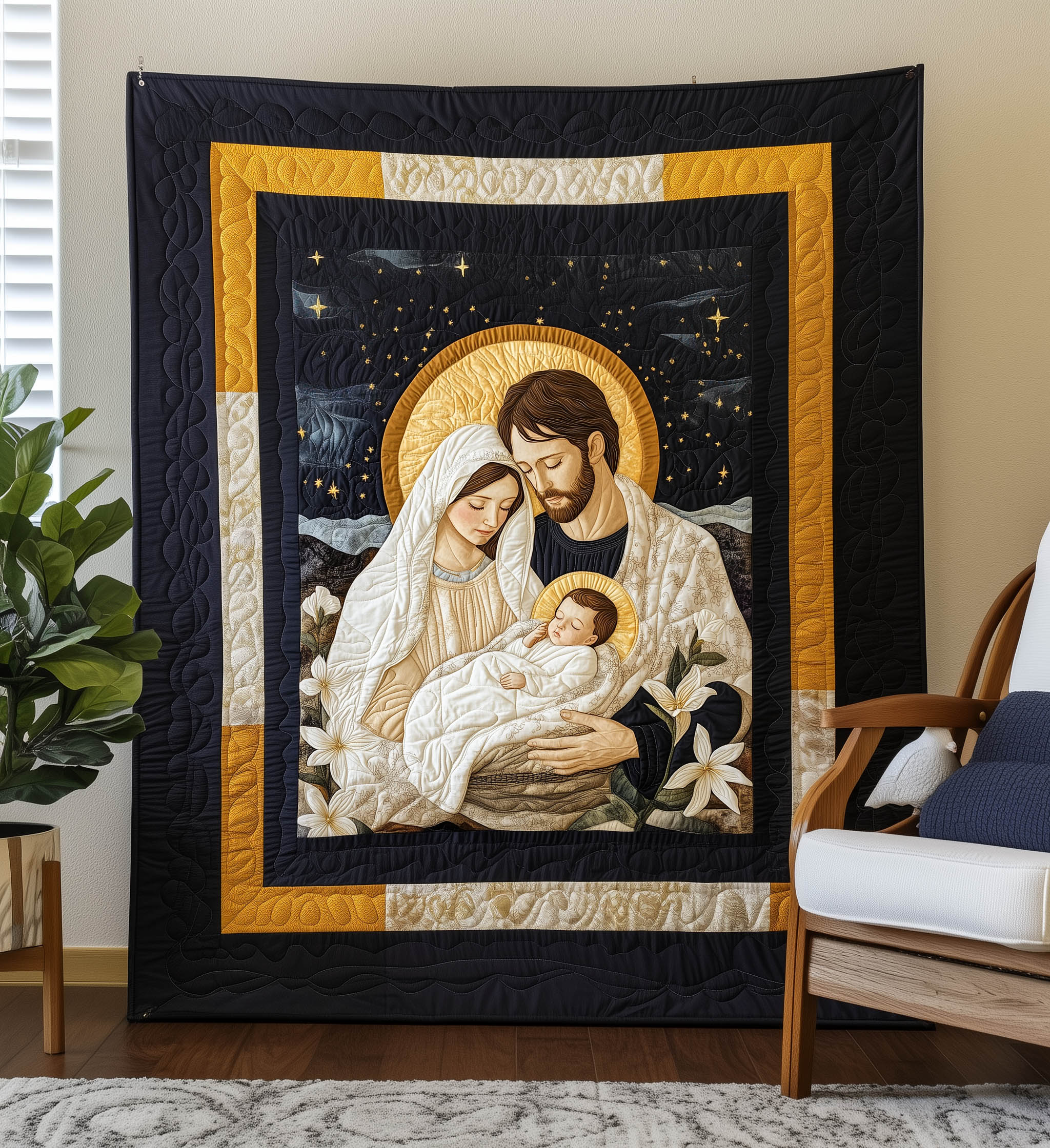 Sacred Christmas Scene Quilted Blanket NCU0TL1741 Vantique