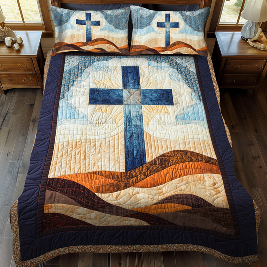 Sacred Cross 3-Piece Quilted Bedding Set NCU0DK1909