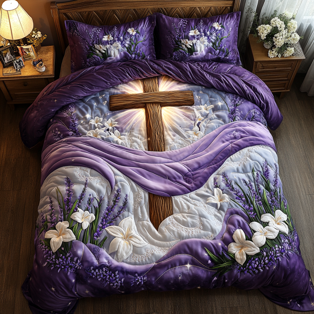 Sacred Cross 3-Piece Quilted Bedding Set NCU0DK8150