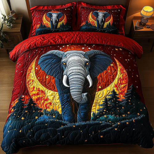 Sacred Elephant 3-Piece Quilted Bedding Set NCU0DK2534