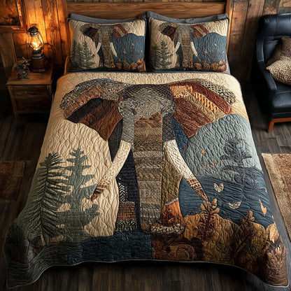 Sacred Elephant 3-Piece Quilted Bedding Set NCU0PT8909