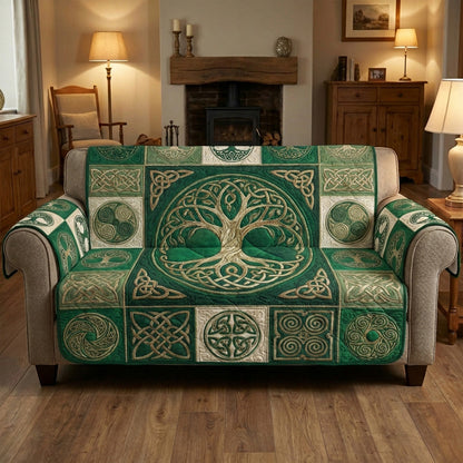 Sacred Green Tree Quilted Sofa Cover NCU0TV1572