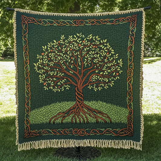 Sacred Green Tree Woven Sofa Blanket NCU0NT4782