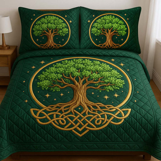 Sacred Growth 3-Piece Quilted Bedding Set NCU0NT7745