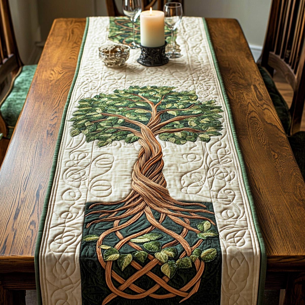 Sacred Harmony Quilted Table Runner NCU0DV9315