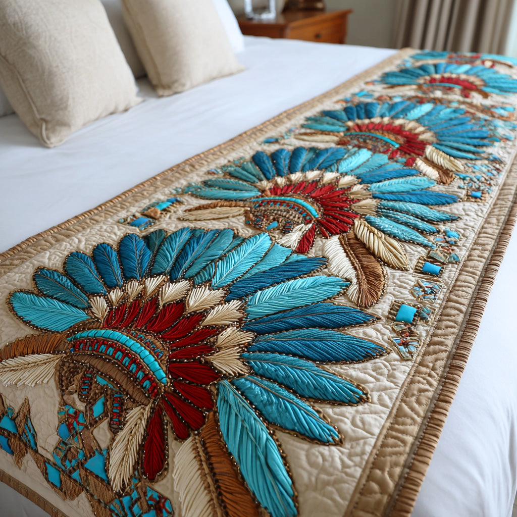 Sacred Headdress Quilted Bed Runner NCU0TD1274