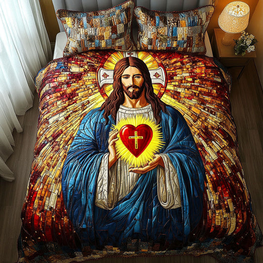 Sacred Heart 3-Piece Quilted Bedding Set NCU0NT6522