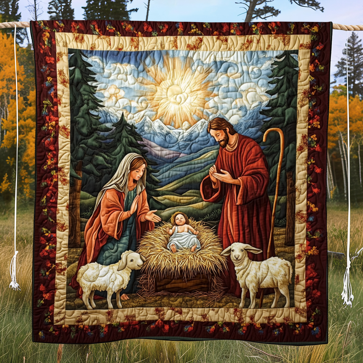 Sacred Lamb Quilted Blanket NCU0VH097