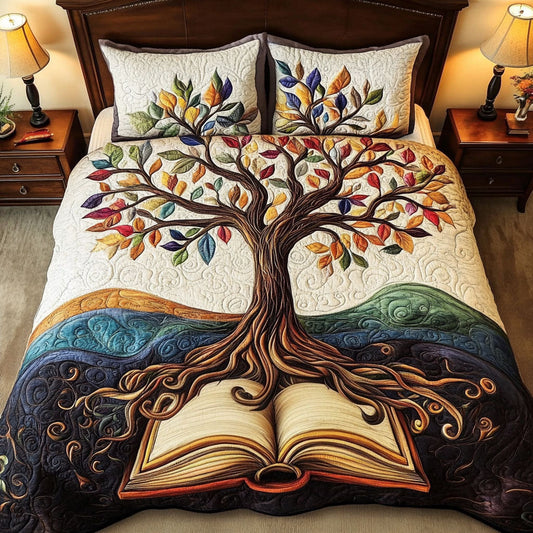 Sacred Leaves of Learning 3-Piece Quilted Bedding Set NCU0PT4432