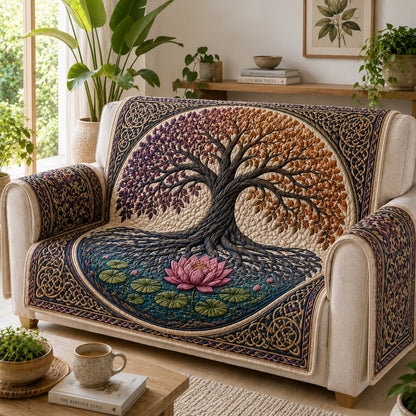 Sacred Lotus Grove Quilted Sofa Cover NCU0VL3859