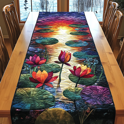Sacred Lotus Quilted Table Runner NCU0DK4113