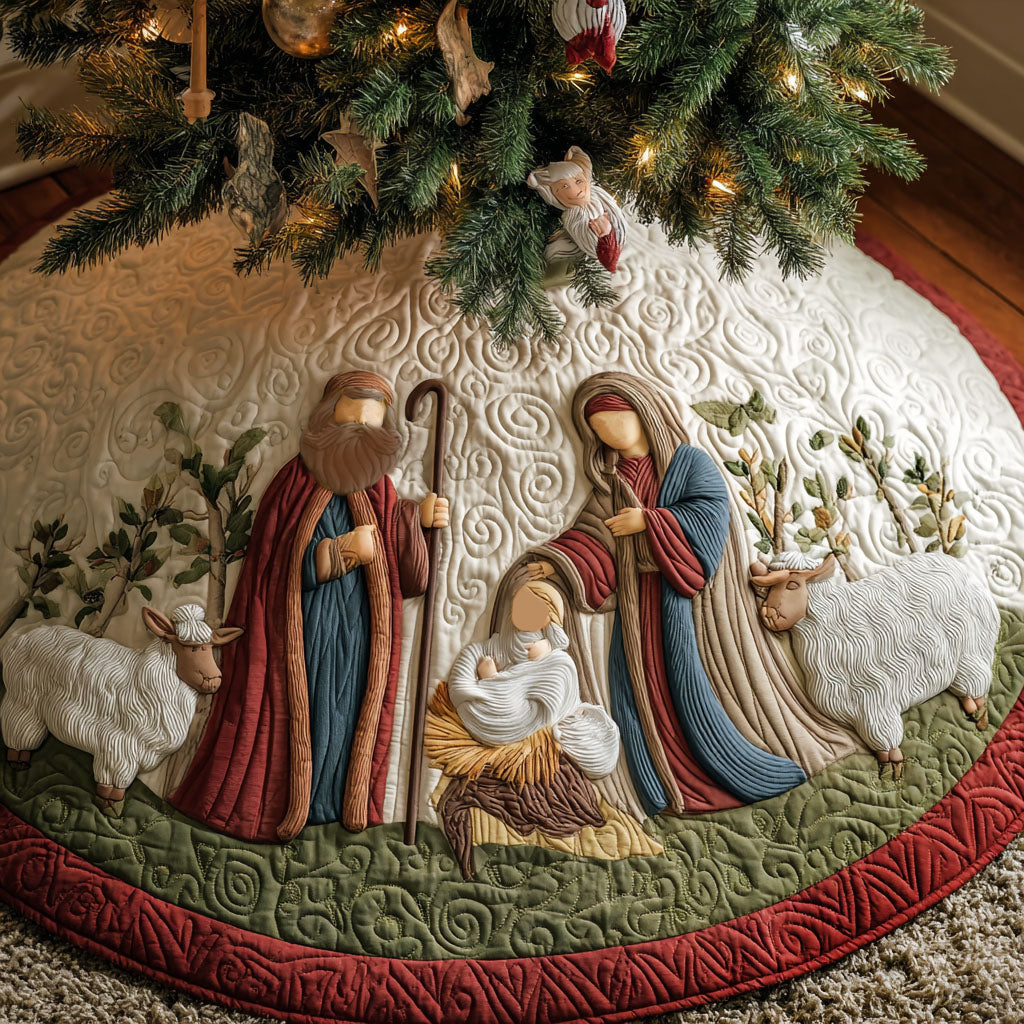 Sacred Nativity Christmas Quilted Tree Skirt NCU0PT10612