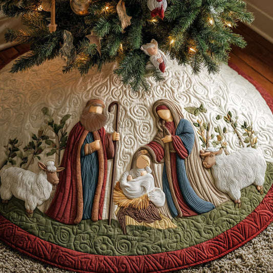 Sacred Nativity Christmas Quilted Tree Skirt NCU0PT10612