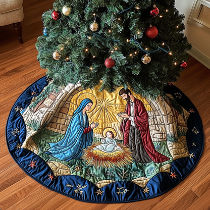 Nativity Christmas Quilted Tree Skirt NCU0VT315
