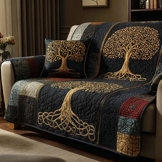 Sacred Oak Quilted Sofa Cover NCU0TV574