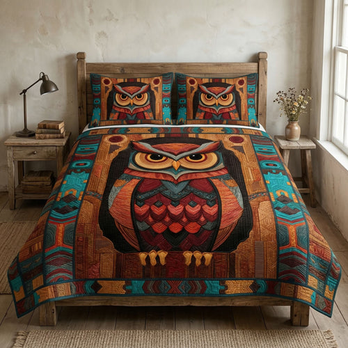 Sacred Owl 3-Piece Quilted Bedding Set NCU0NT12543