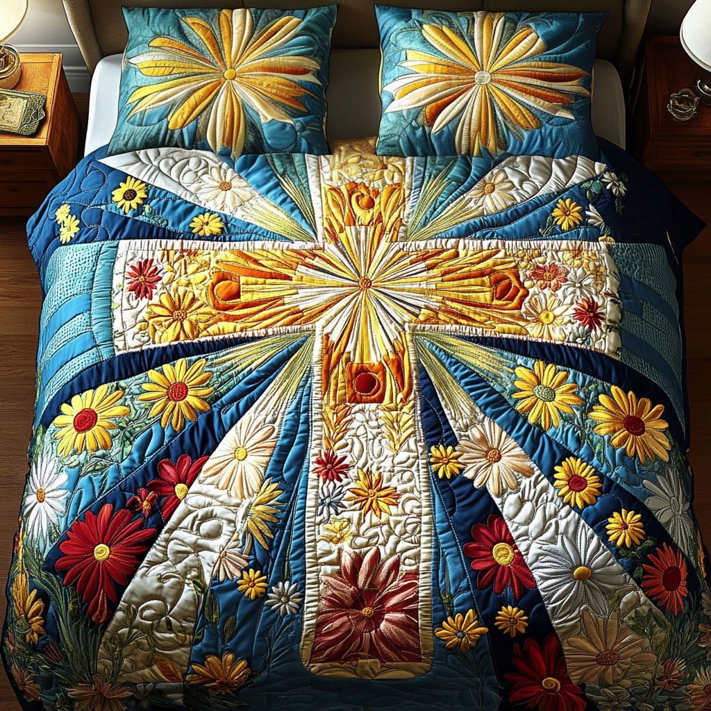 Sacred Petals 3-Piece Quilted Bedding Set NCU0VH2385